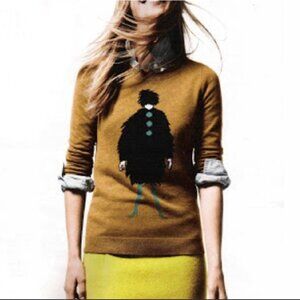 🌻J Crew Women's Novelty Graphic Paris Girl Crew Neck Long Sleeve Sweater Small